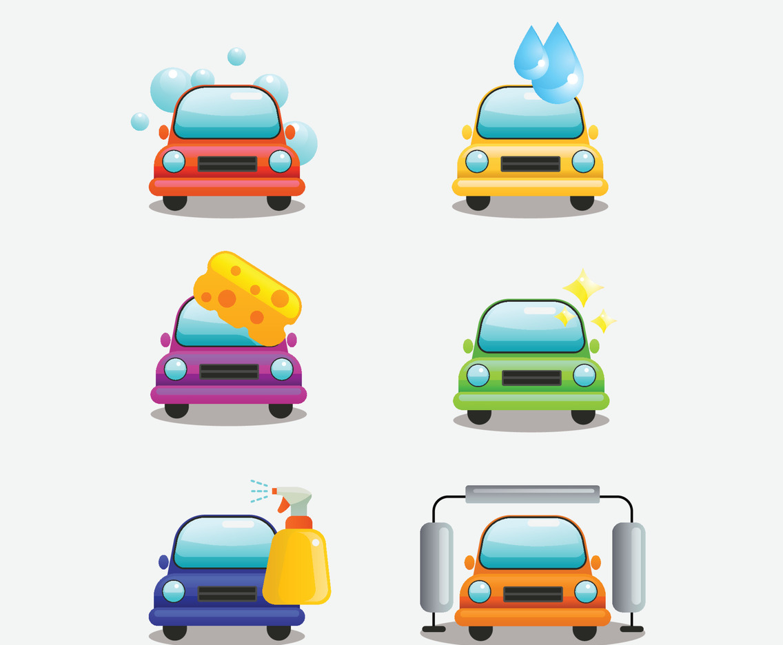 Cute Carwash Icon Collection