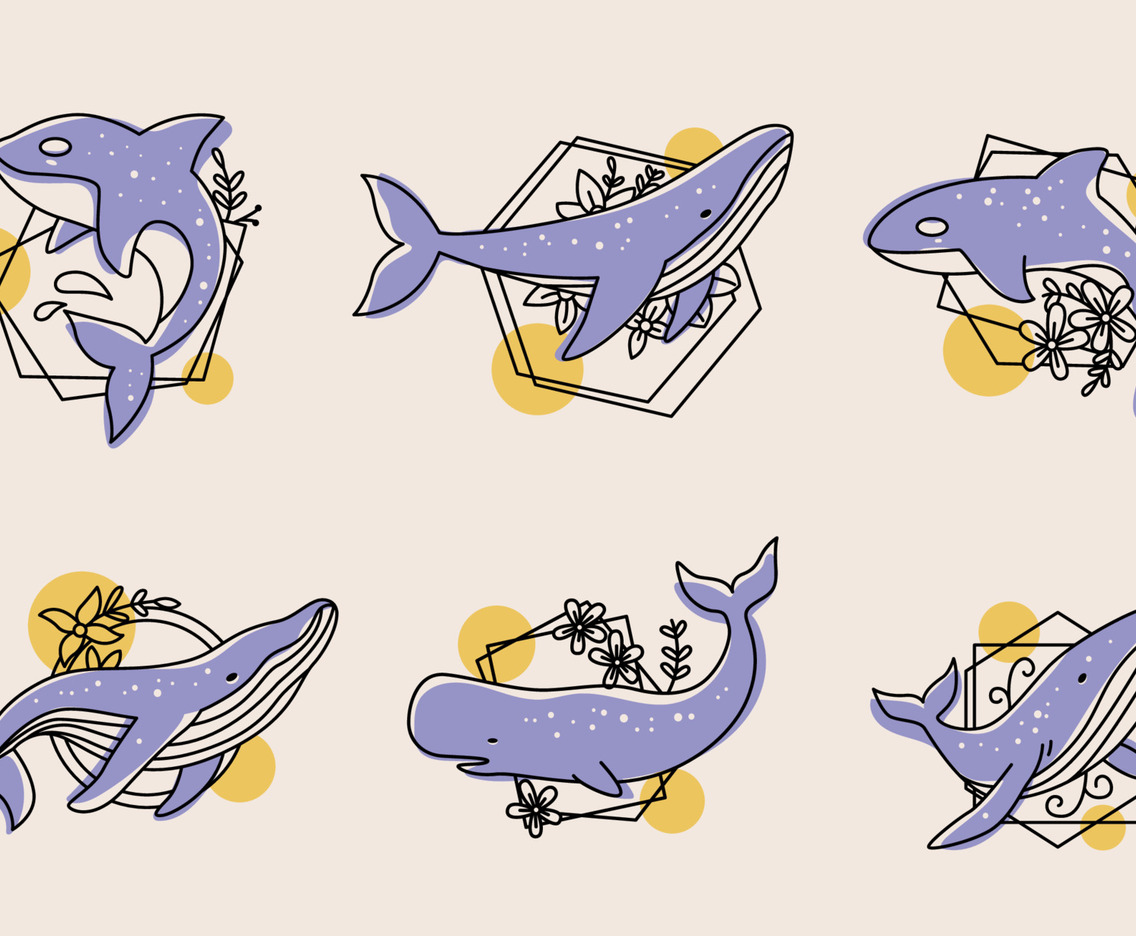 Minimalist Tattoo of Whale Collection