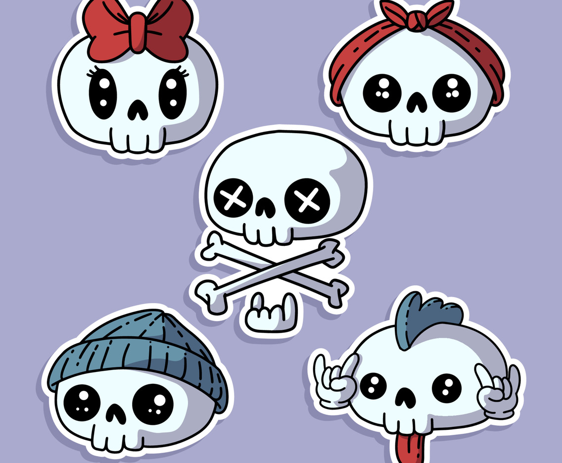 Kawaii Skull Sticker Collection