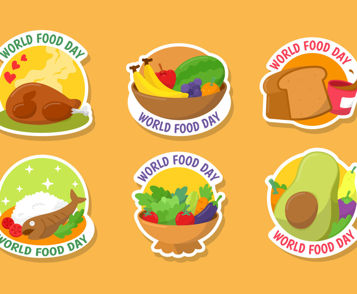 Set World Food Day Stickers