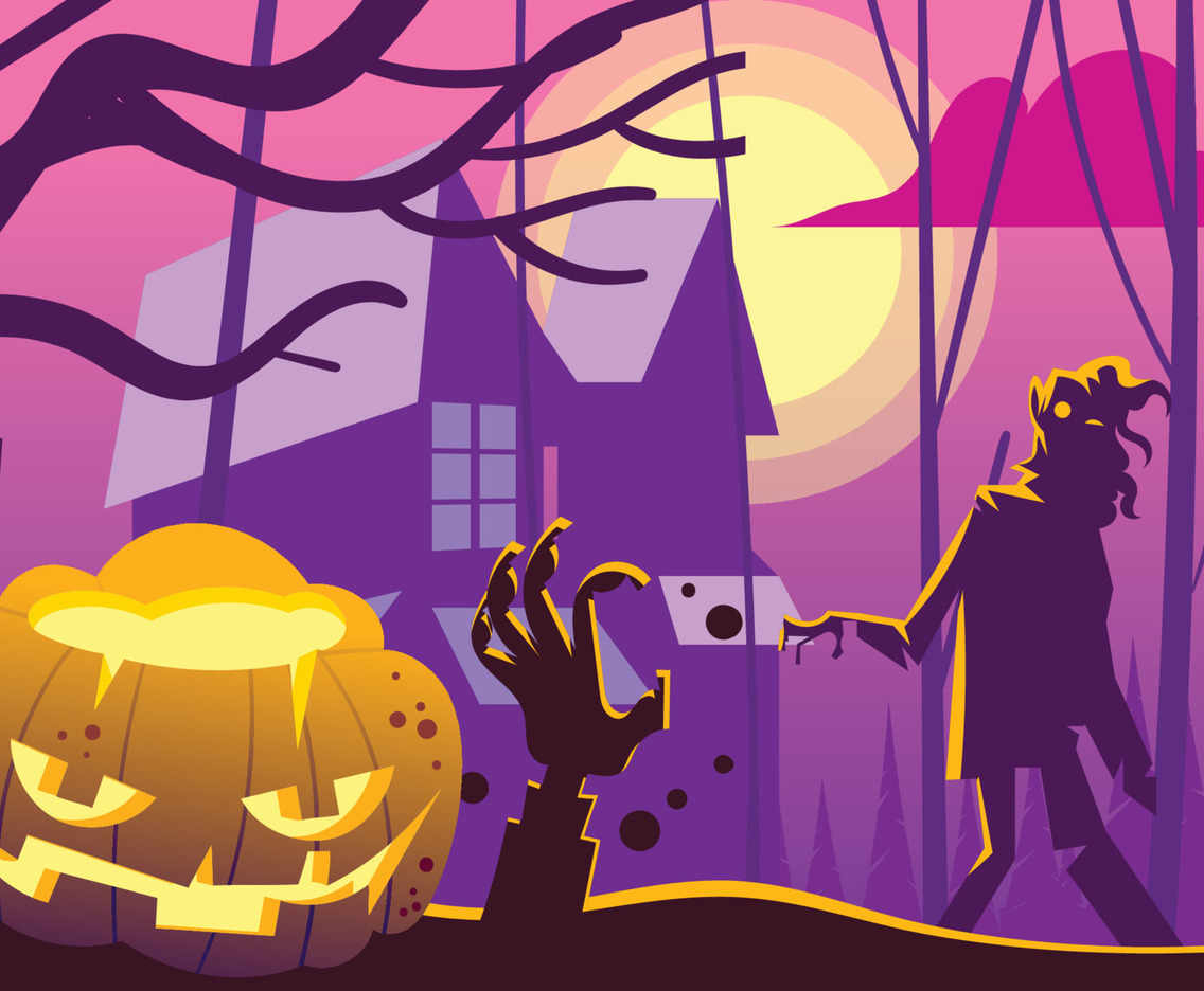 Halloween Jack O Latern with a Zombie
