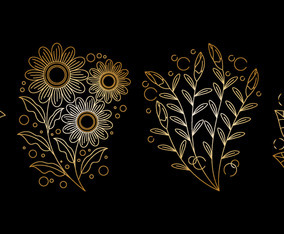 Golden Floral Handdrawn Element