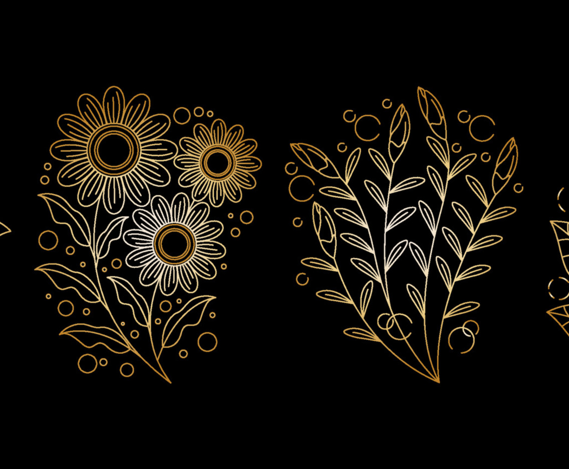 Golden Floral Handdrawn Element