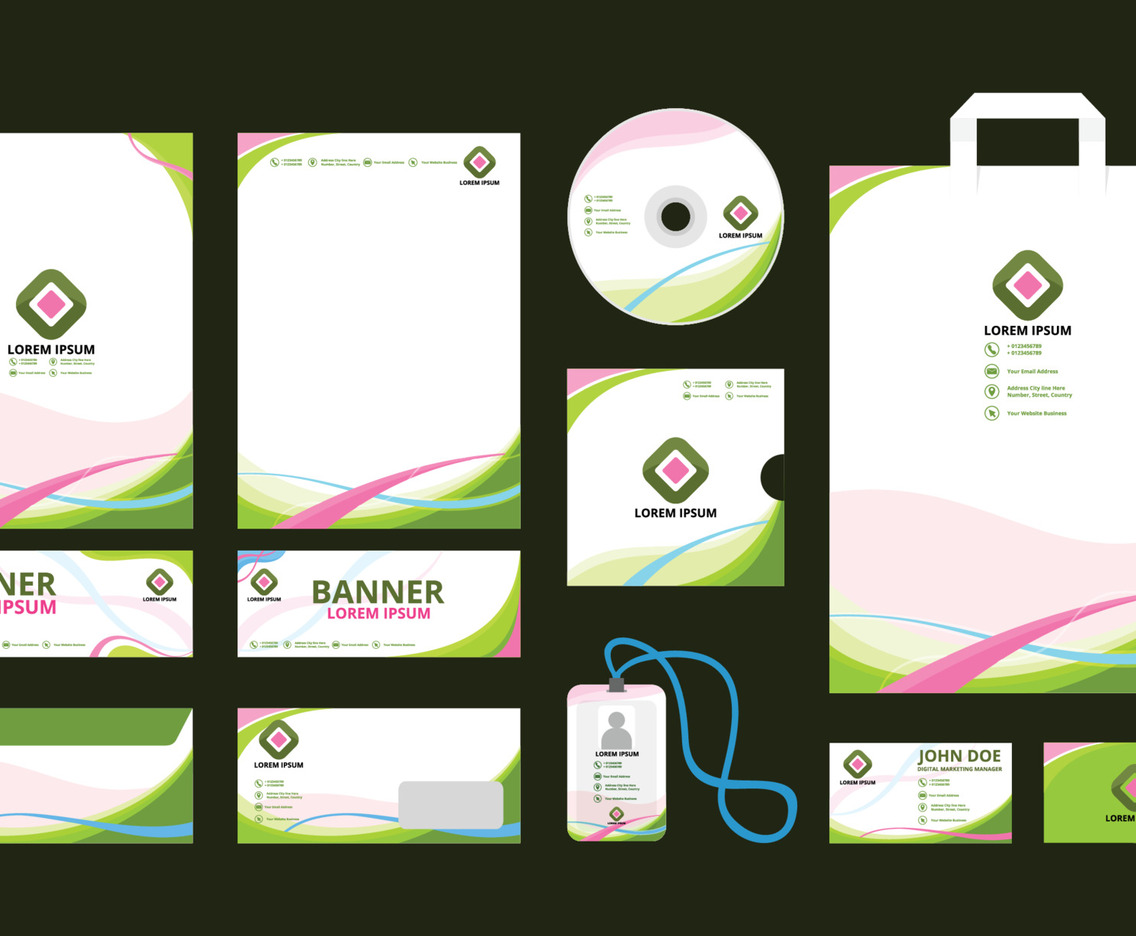 Creative Neon Accent Business Kit Template