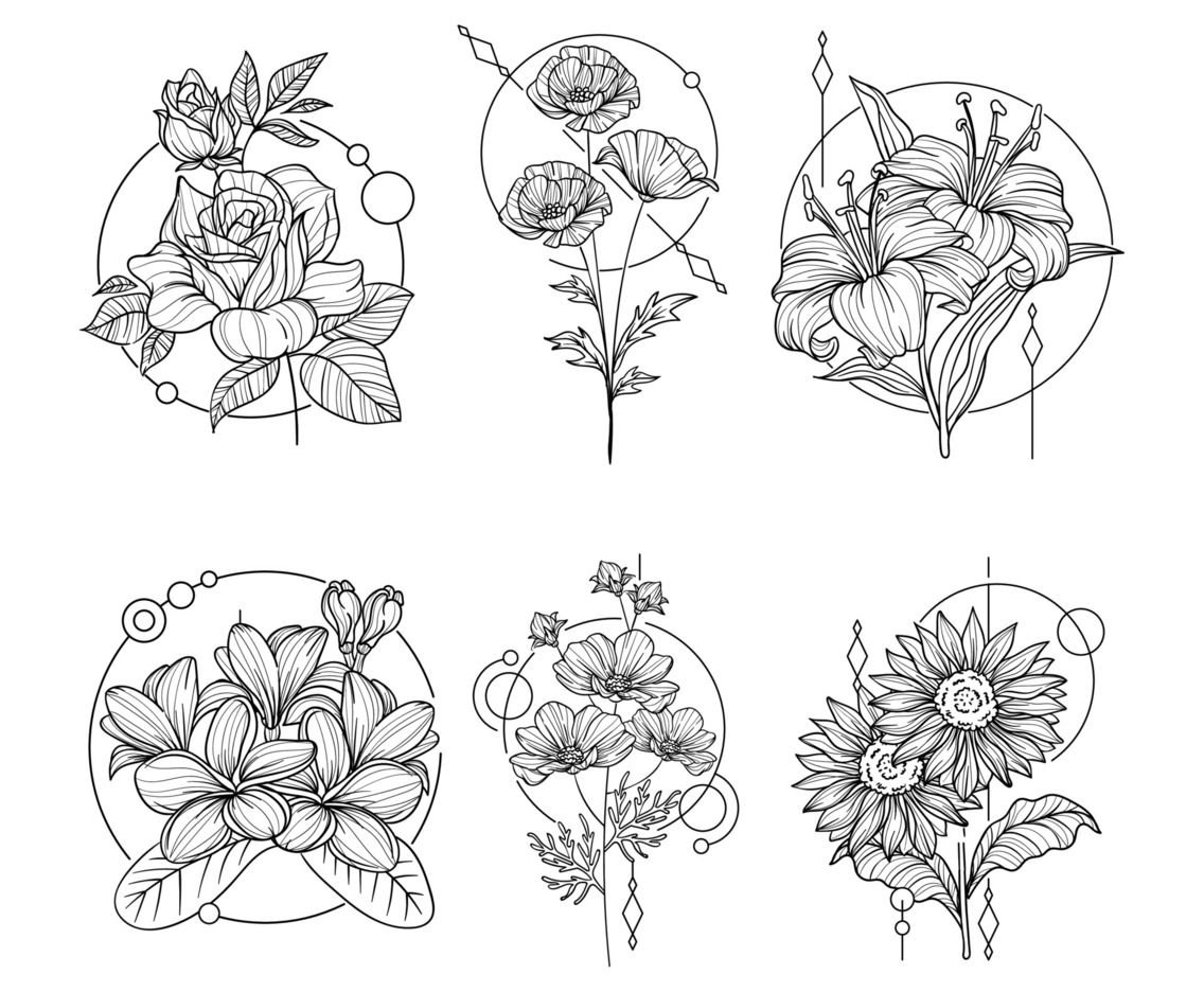 Handdrawn Aesthetic Realistic Floral Collection