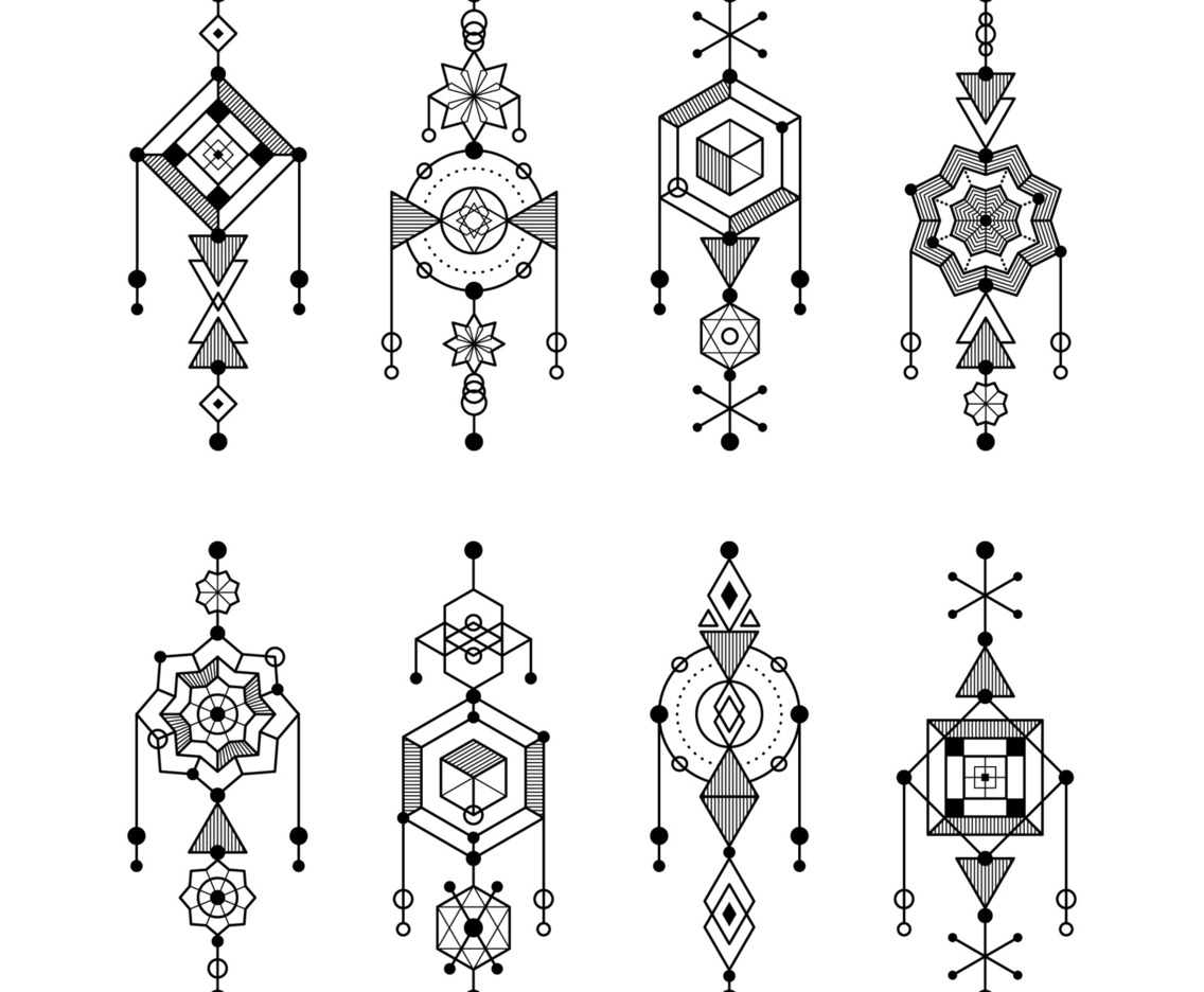 Handdrawn Aesthetics Minimalist Tattoo Abstract Geometric Lines