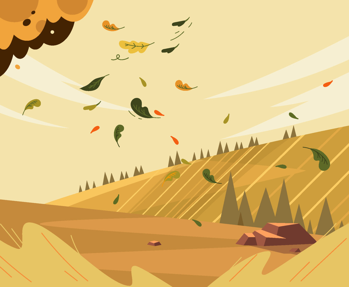 Fallen Leaves Up The Hill Background