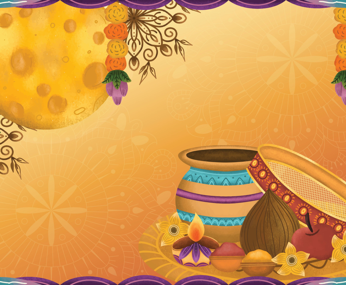 Hand Drawn Karwa Chaut Festivity Background