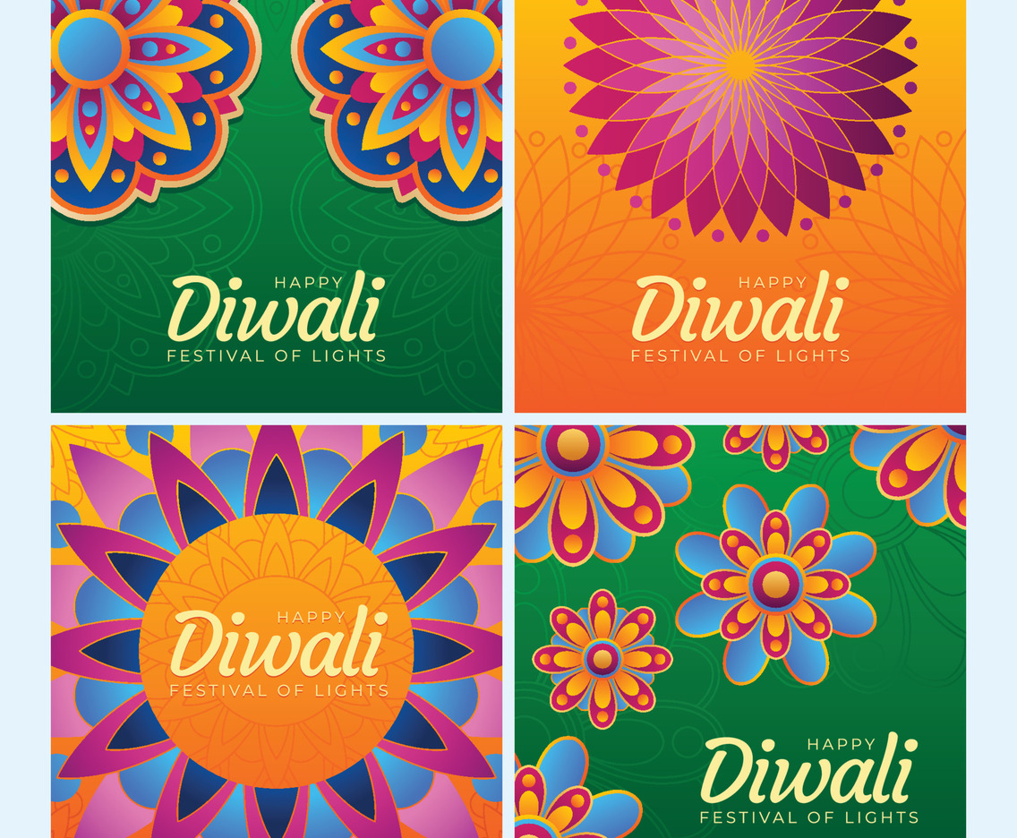 Diwali Festival With Indian Rangoli Social Media Templates