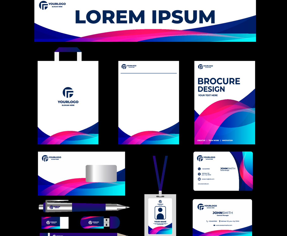 Creative Business Kit With Neon Accent