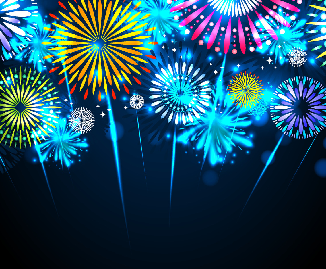 Colorful Firework on Night Sky Background