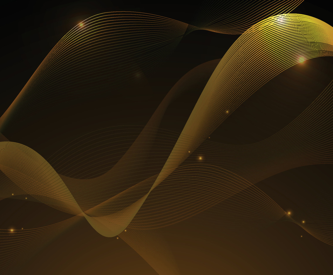 Abstract Wavy Lines on Gold and Black Background