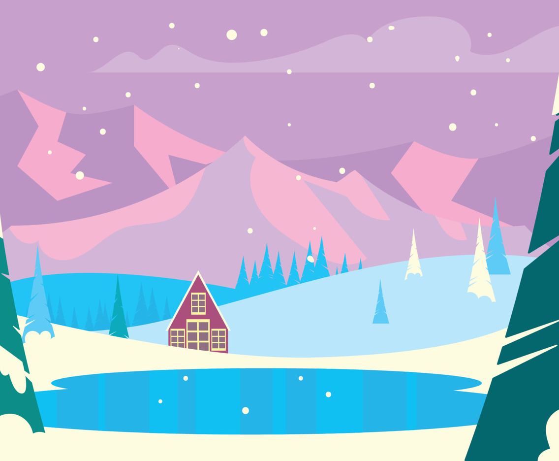 Winter Scenery With A Small House