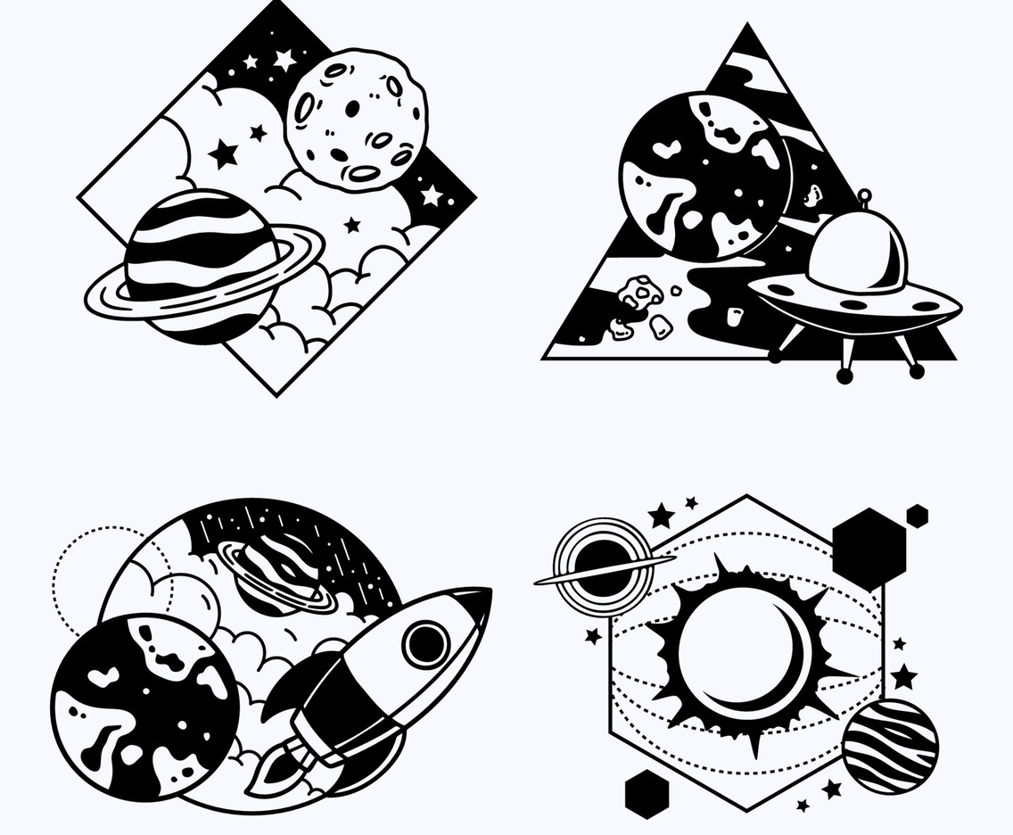 Collection of Minimalist Tattoo Outerspace
