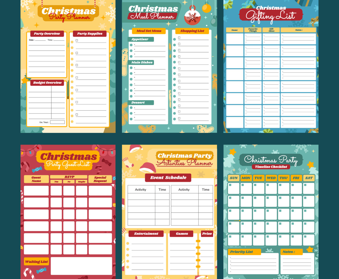 Cute Christmas Party Planner Journal