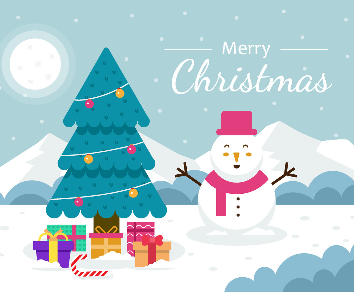 Snowy Christmas Landscape Background