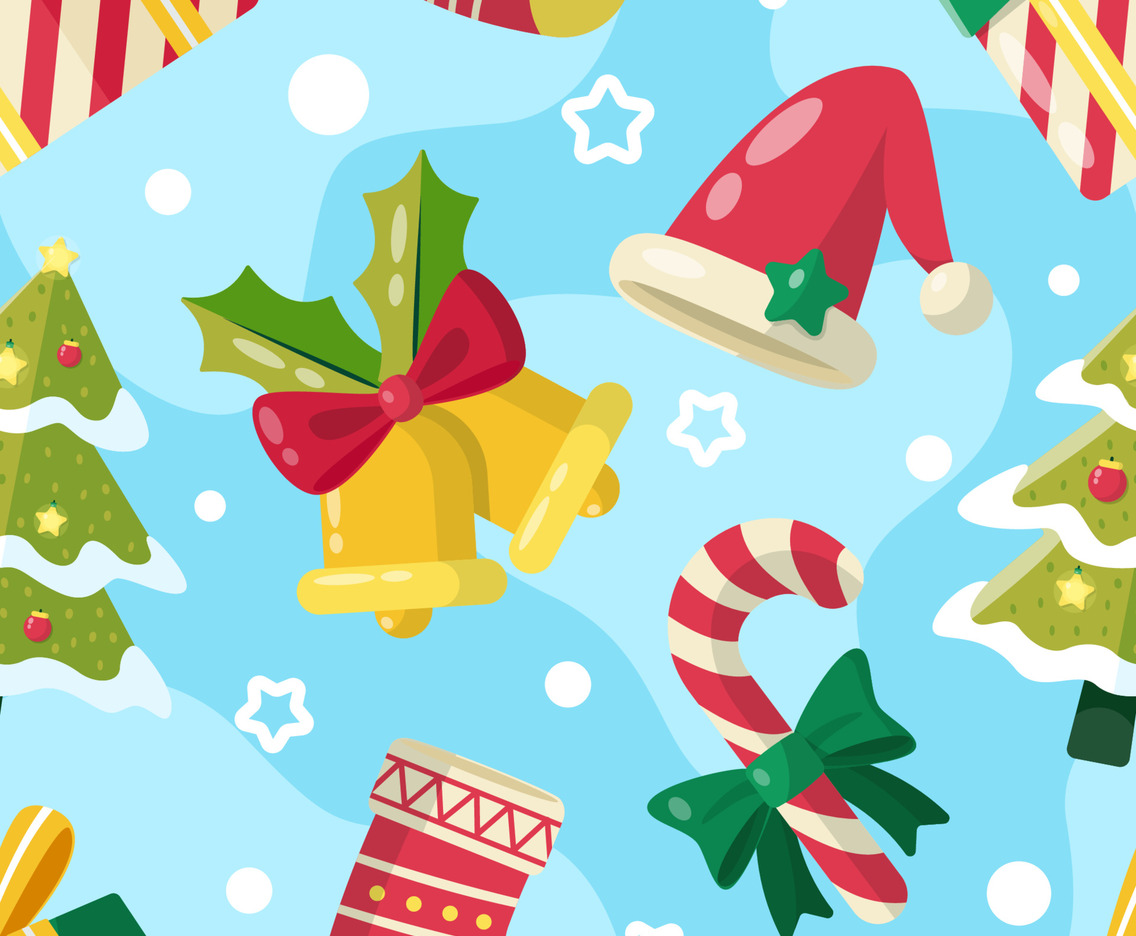 Cute Chrismas Elements Seamless Pattern