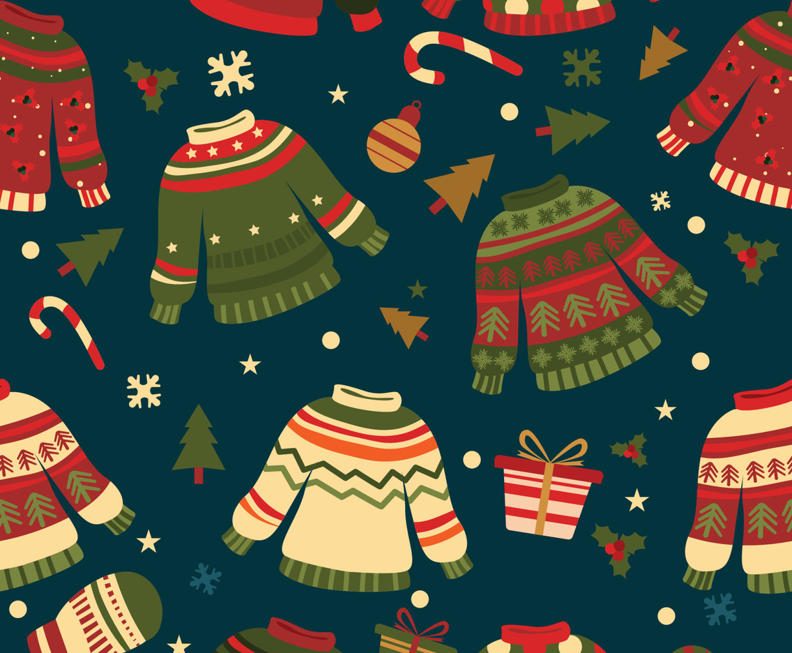 Ugly Sweater Seamless Pattern Background
