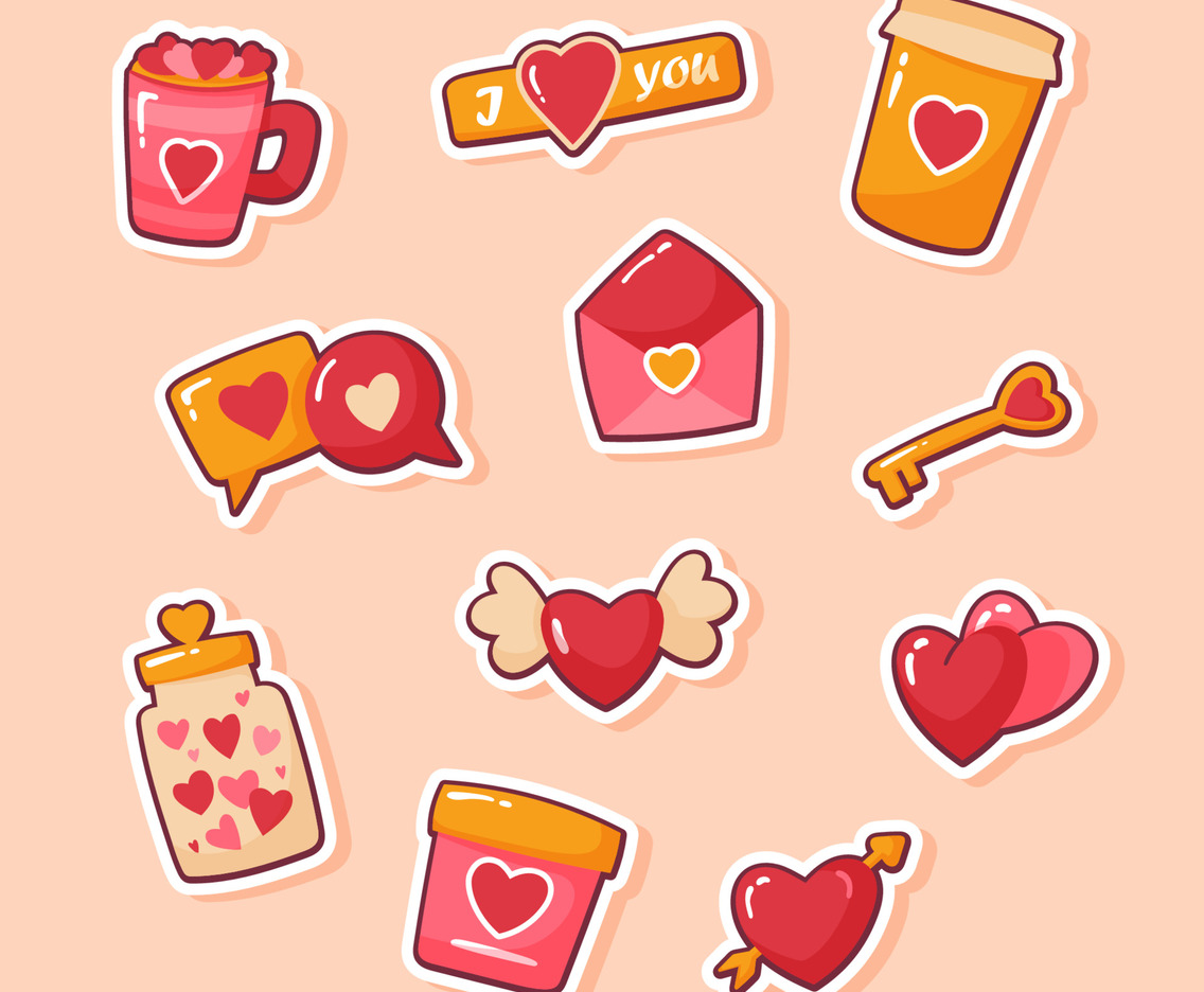 Heart Themed Journaling Stickers Set