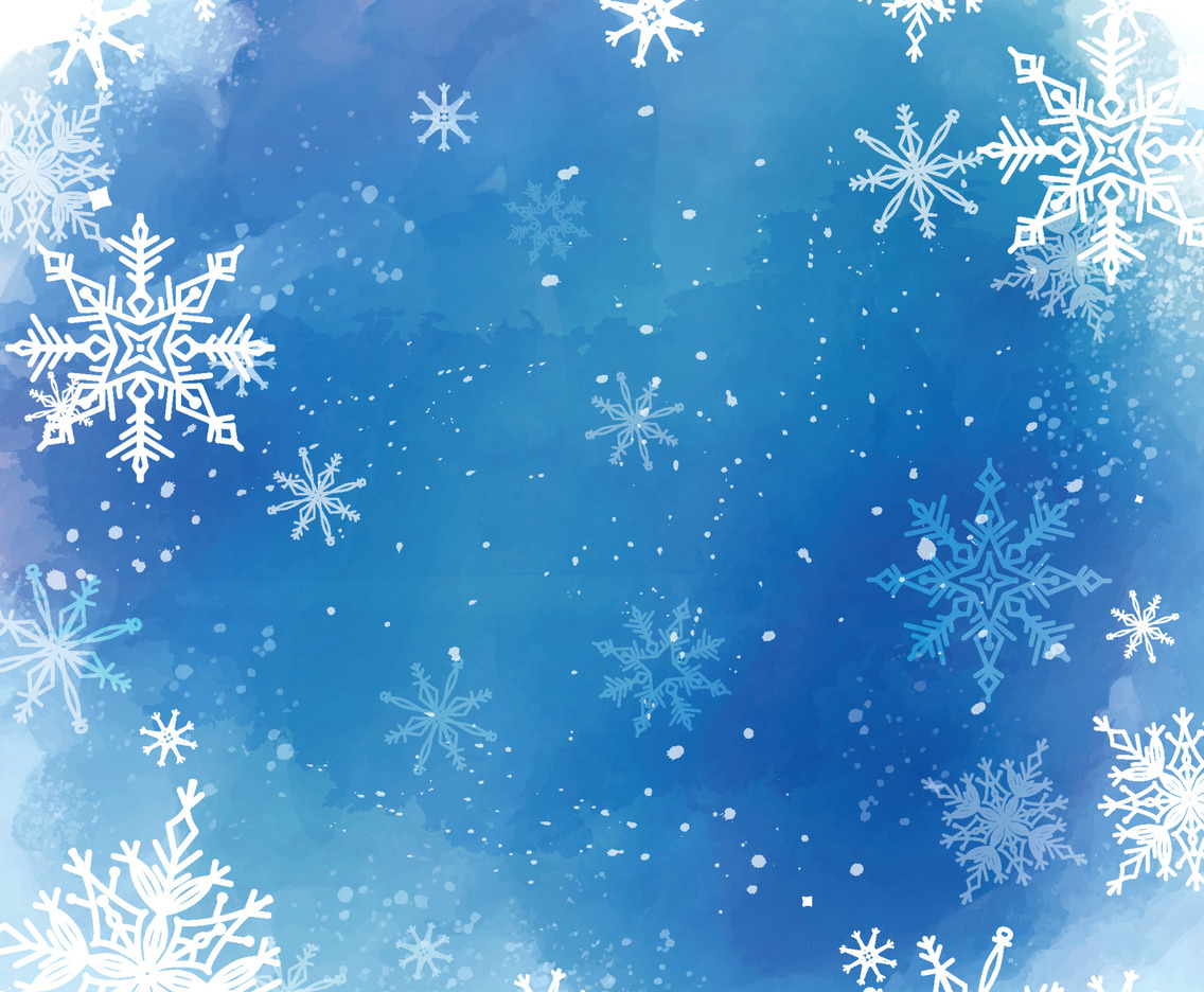 Watercolor Winter Snowflake Background