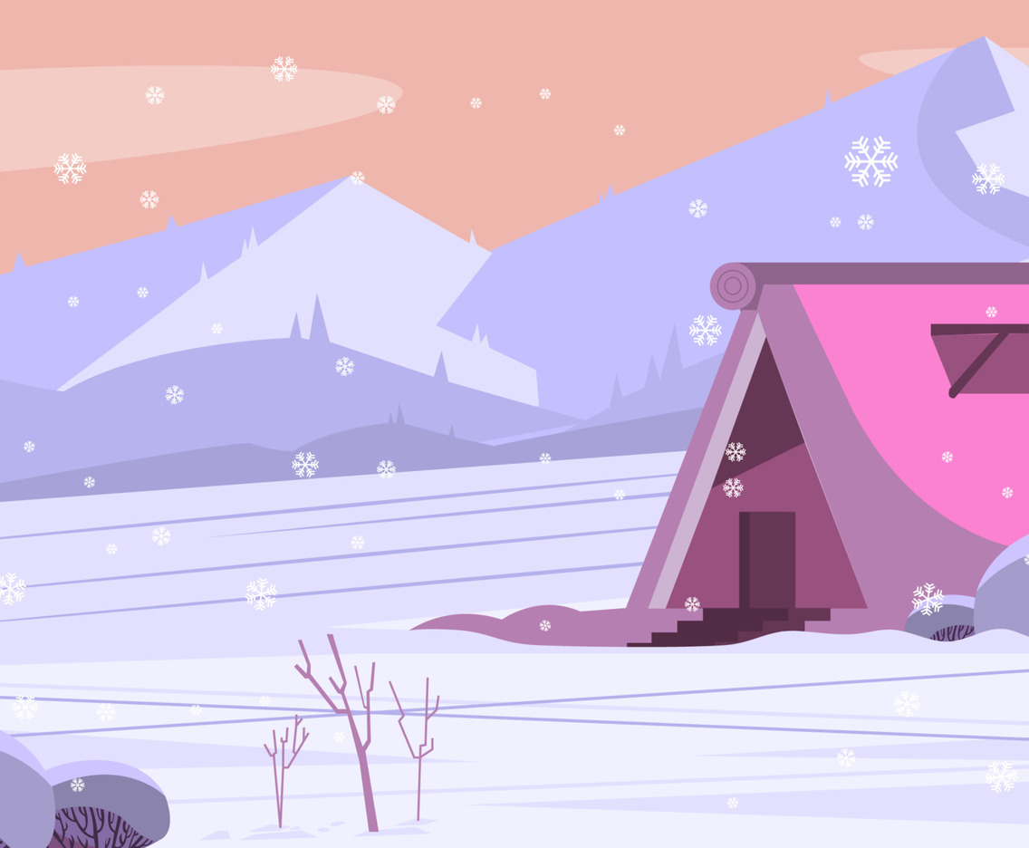 Cabin In The Snowy Mountains Background