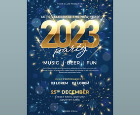 New Year Party Poster With Fireworks