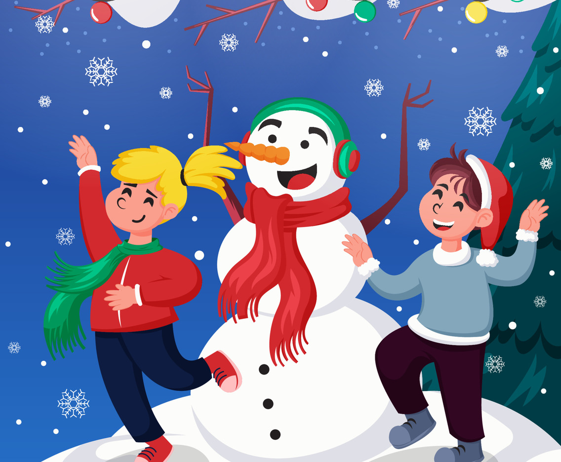 Children Having Fun in Snowy Season