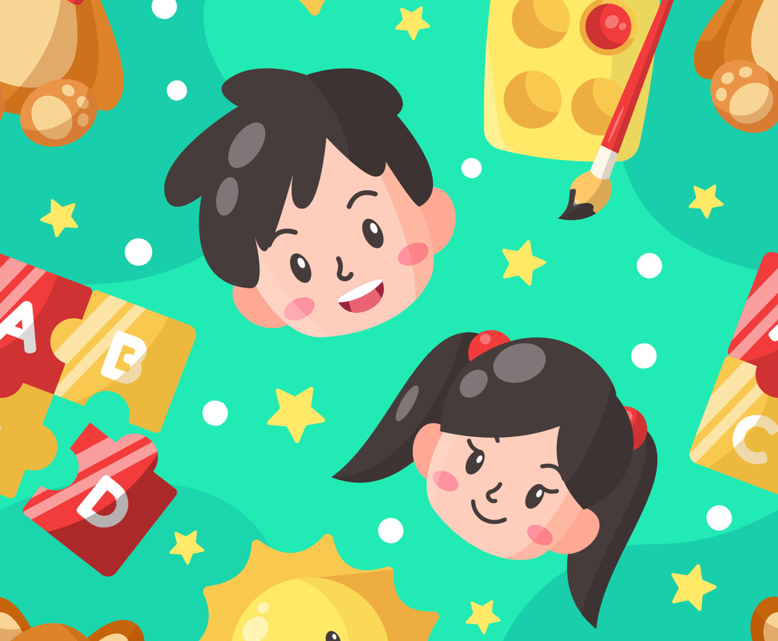 Cute Happy Children Seamless Pattern