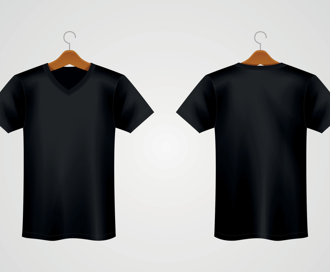Realistic Black Crew Neck  T-Shirt Mock Up