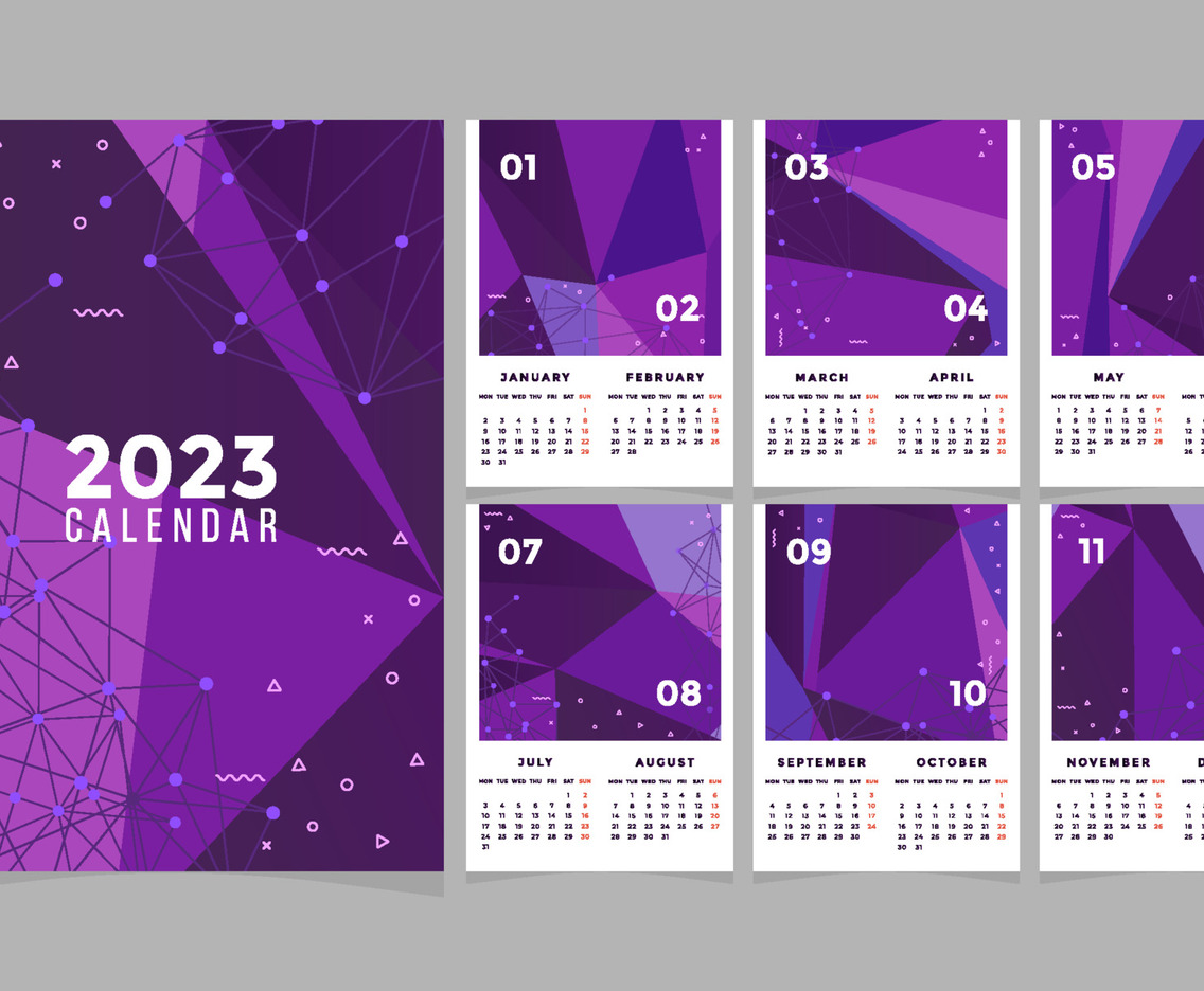 Purple Abstract Geometric 2023 Calendar