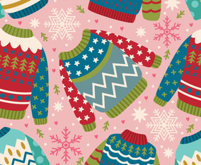 Ugly Sweaters Doodle Hand Drawn Seamless Patern Background