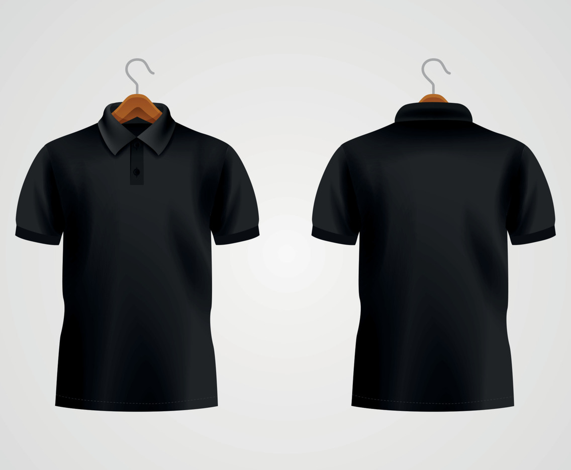 Realistic Black Polo T-Shirt Mock Up