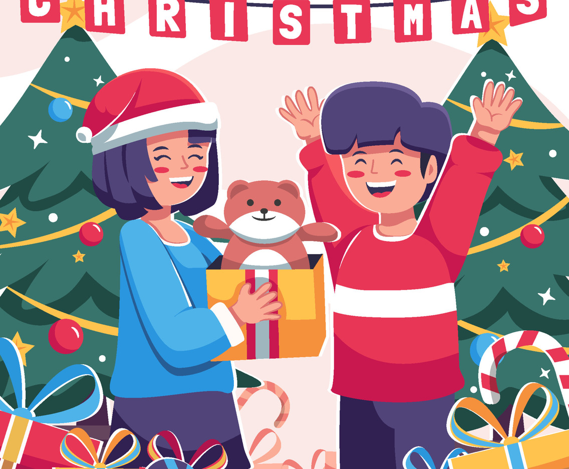 Children Giving Gift Christmas Party