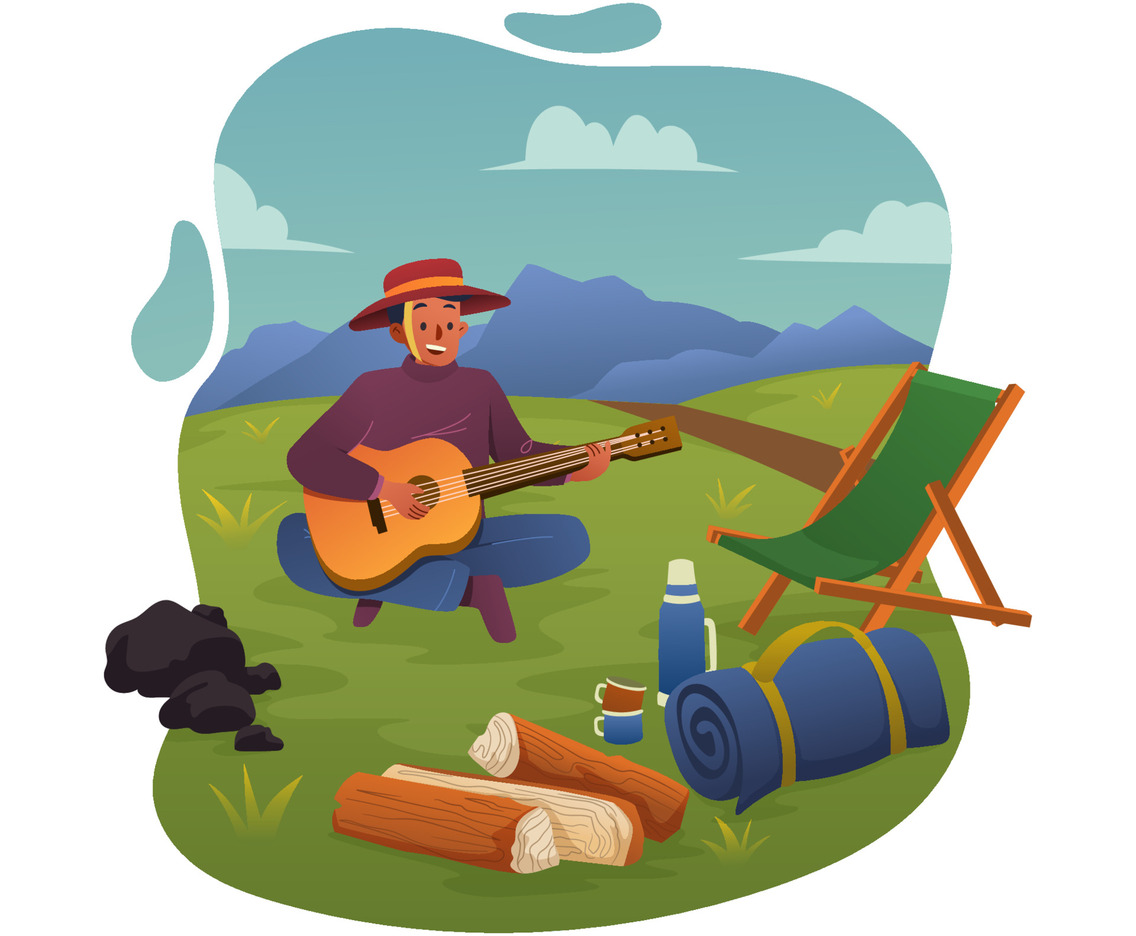 Happy Man Having a Picnic for Holiday