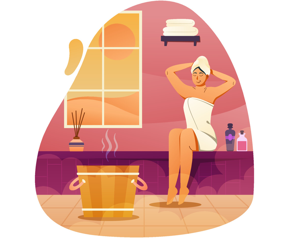 A Girl Having a Self Care Treatment in Sauna