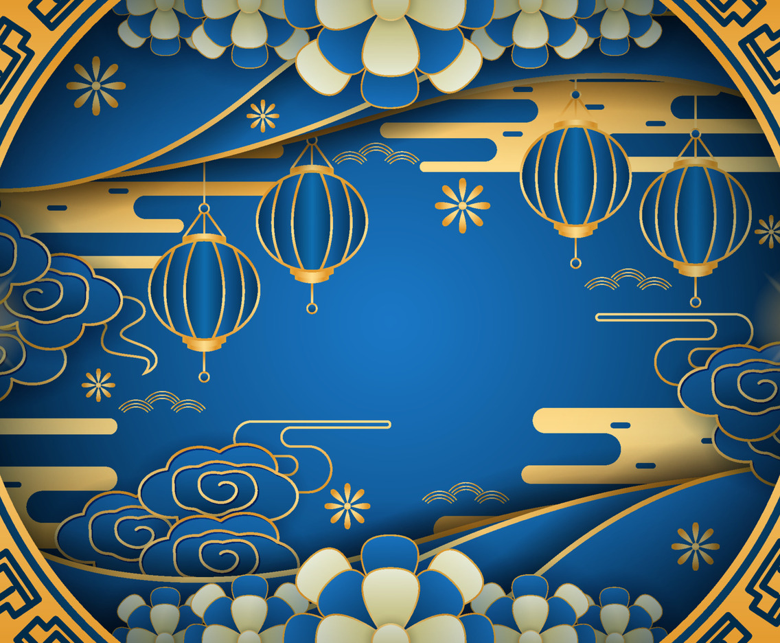 Chinese New Year Royal Blue Background