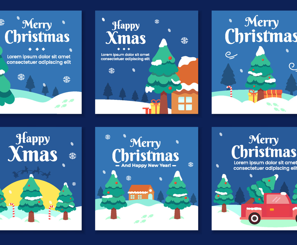Christmas Tree Social Media Posts Set