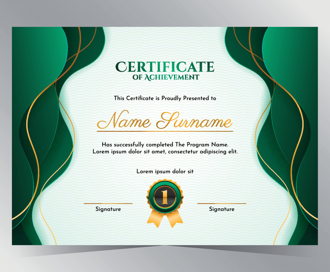 Gradient Luxury Green and Gold Certificate Template