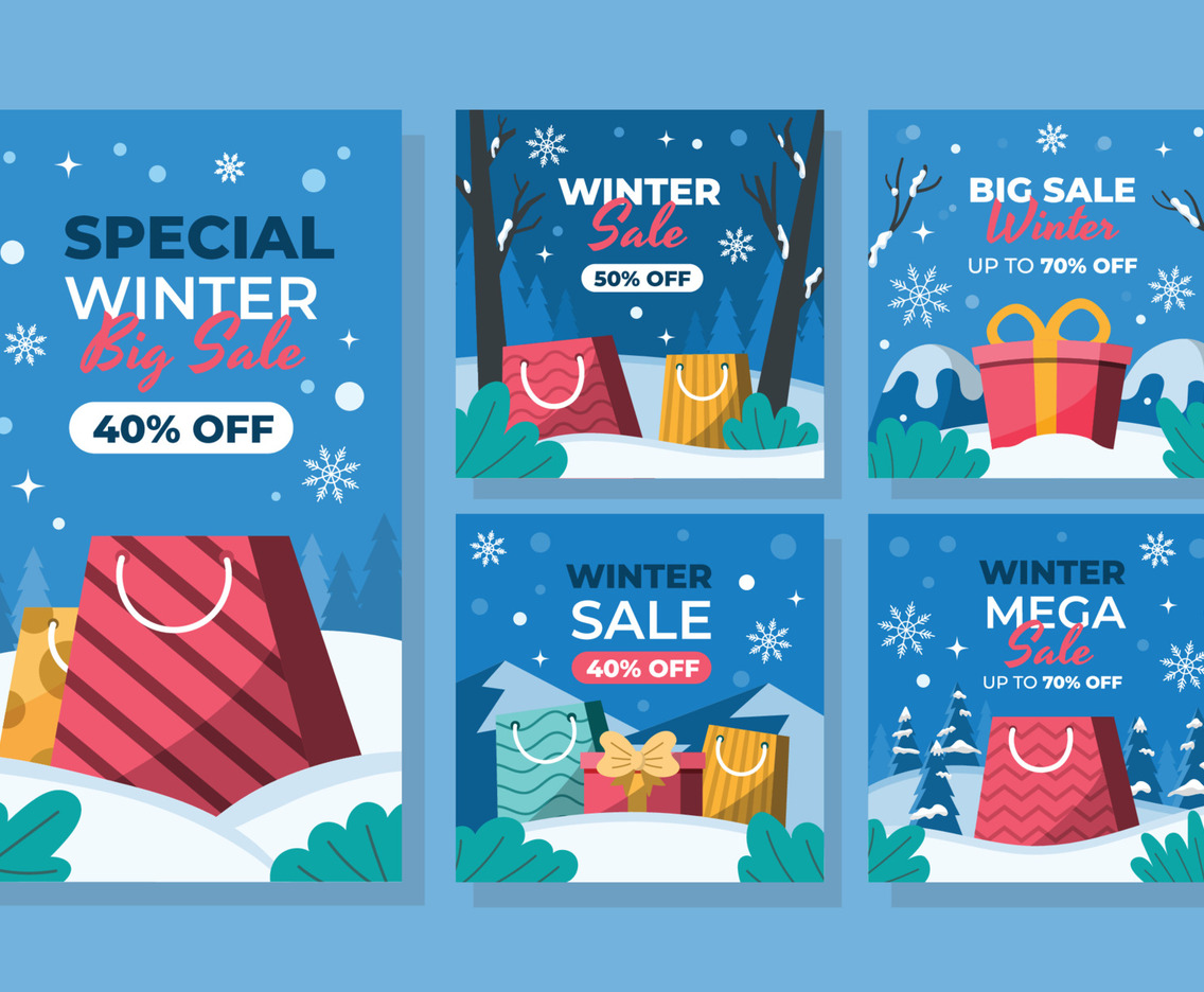 Winter Big Sale Social Media Post Template