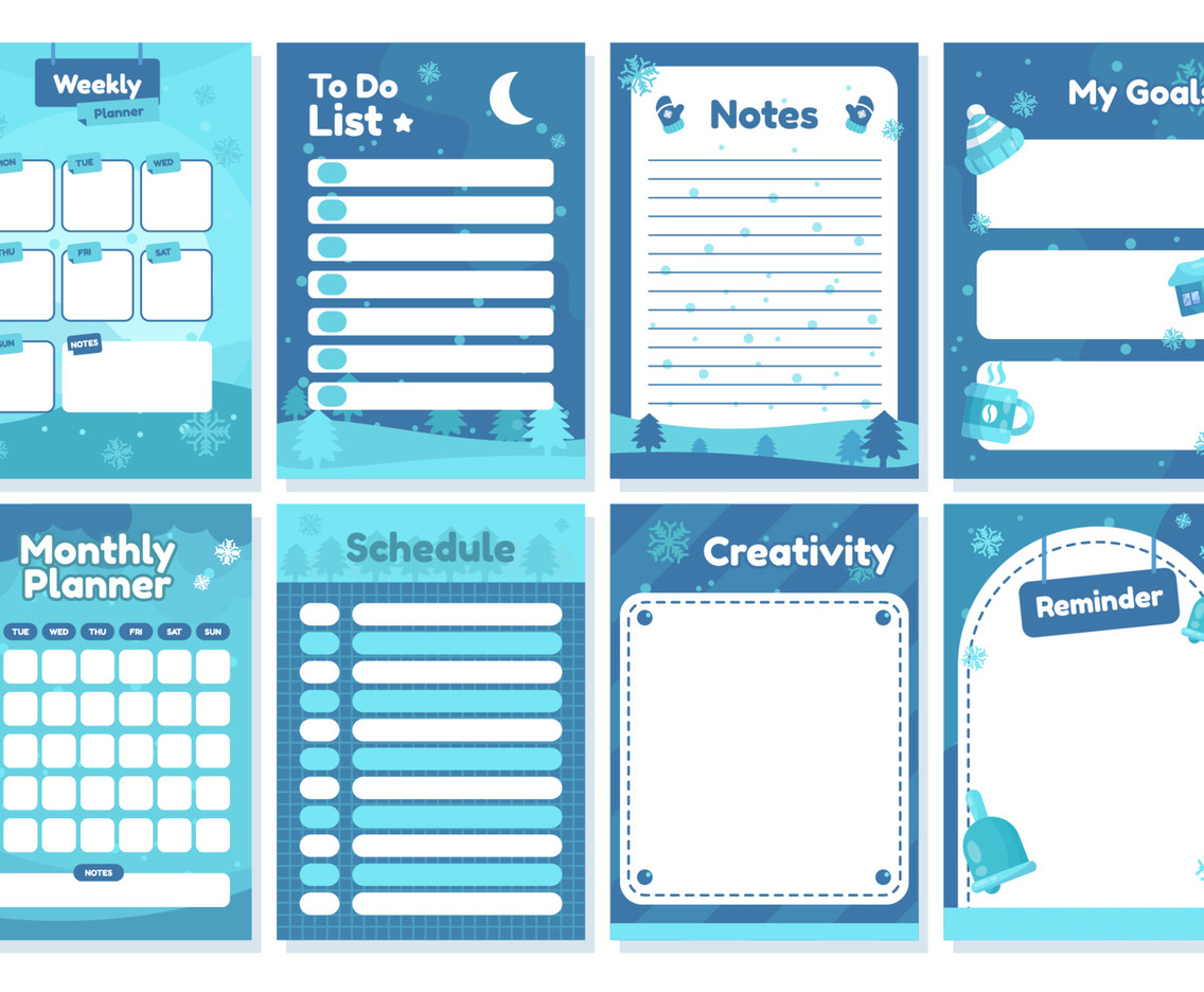 Cute Blue Winter Activity Journal Set