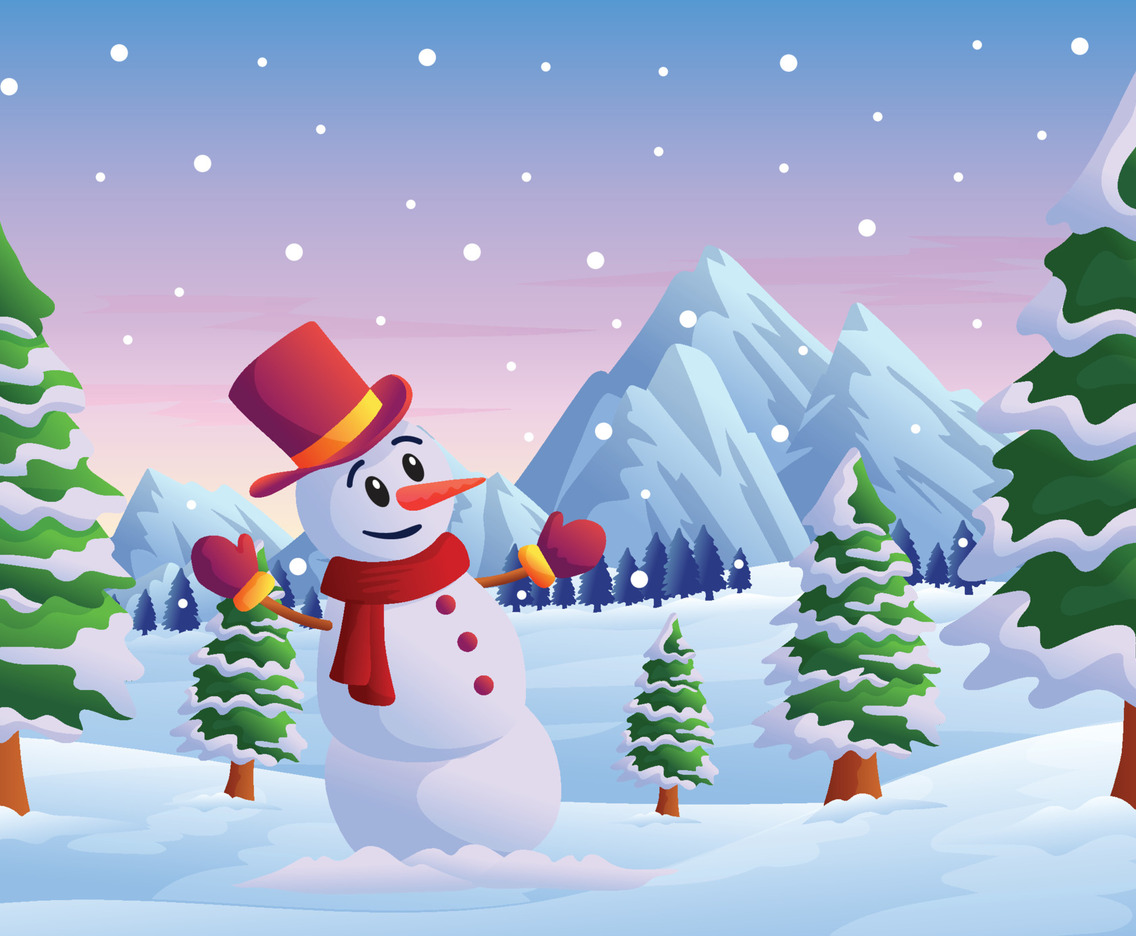 Snowman Winter Mountain Ice Background