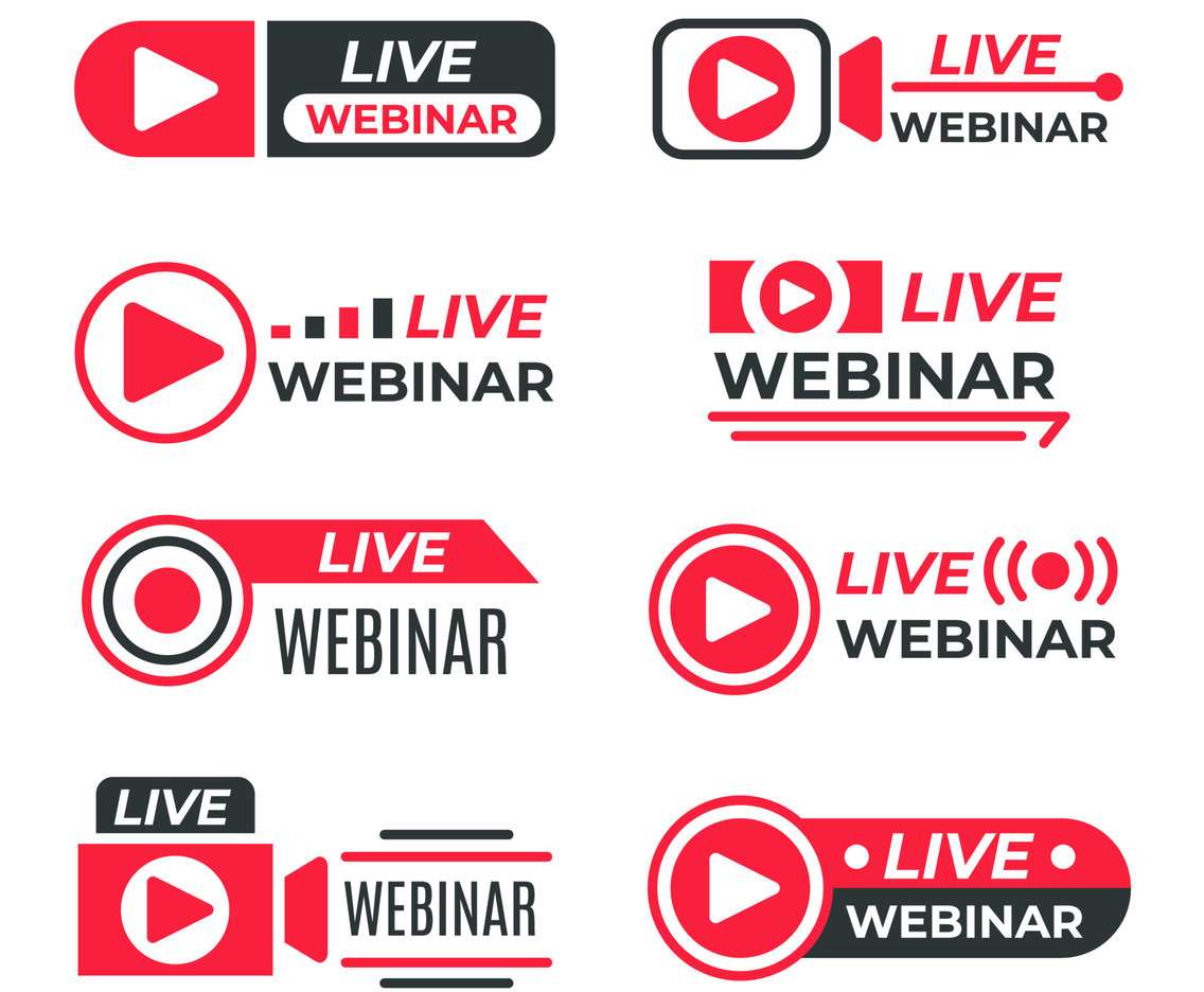 Live Stream Generic Live Webinar Icon Badge Set