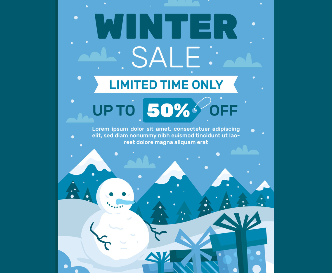 Winter Sale Discount Poster Design Template