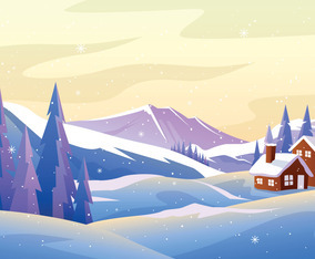 Winter Landscape With Spruce And Mountain