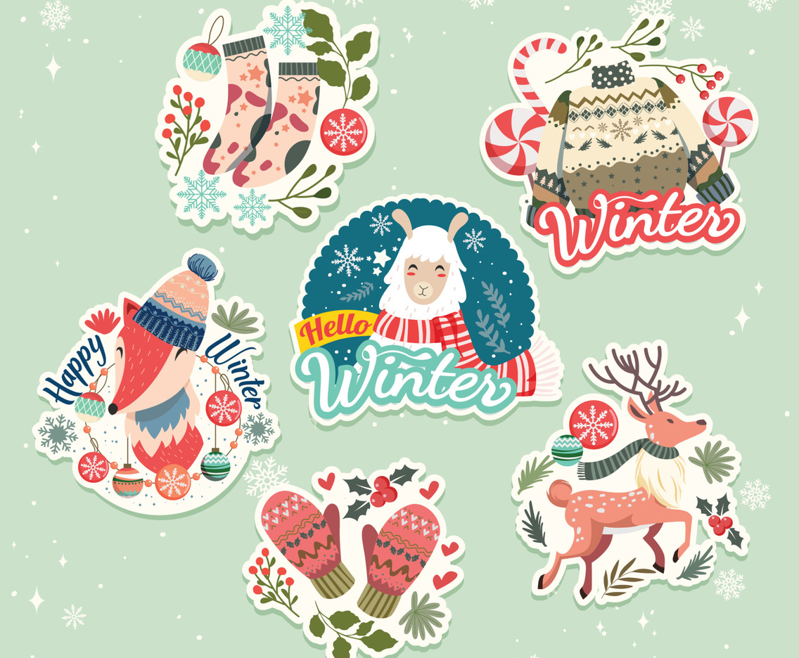 Happy Winter Stickers Set
