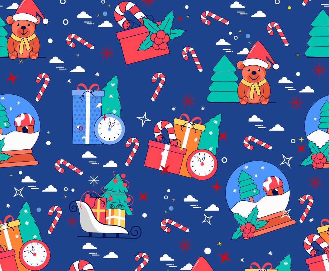 Seamless Colorful CutevChristmas Background