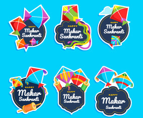 Makar Sankranti Sticker with Kites