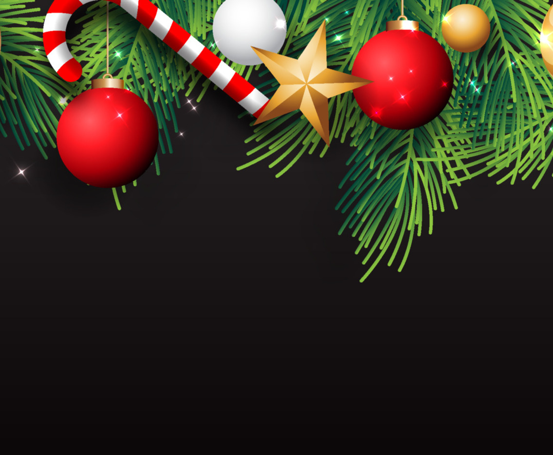 Wreath with Christmas Ornaments Background