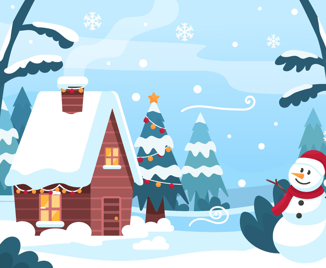 White Christmas Landscape Background