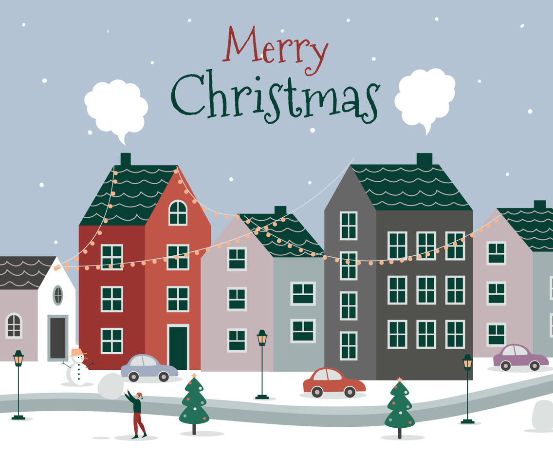 Christmas City with Winter Scenery Concept